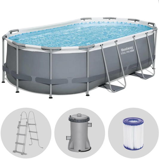 Bestway Power Steel 56620DE – 427x250x100 cm -Frame Pool, oval