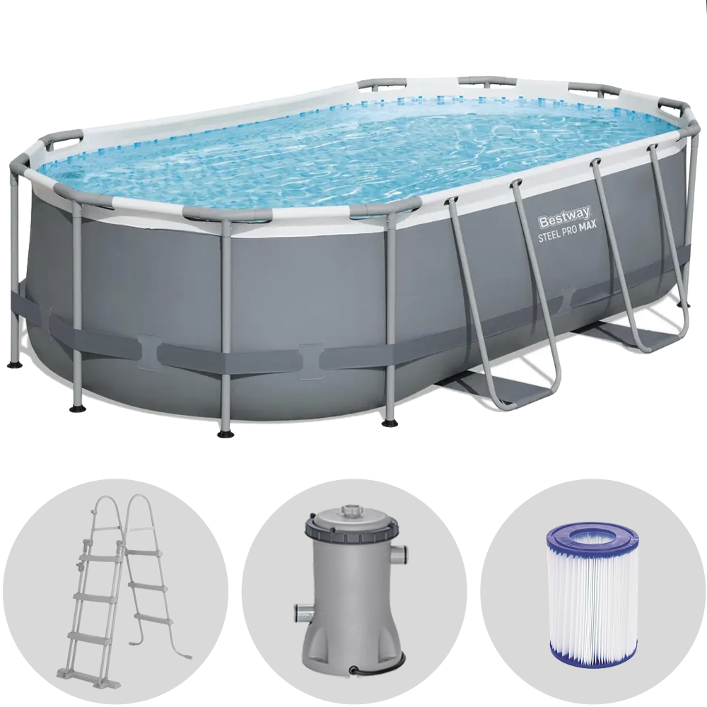 Bestway Power Steel 56620DE – 427x250x100 cm -Frame Pool, oval