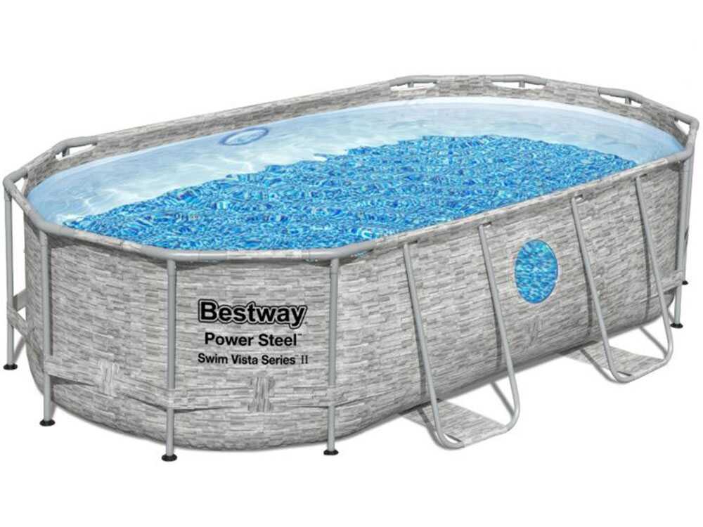 Bestway Power Steel Swim Vista 56714DE – 427x250x100 cm – Ovaler Frame Pool