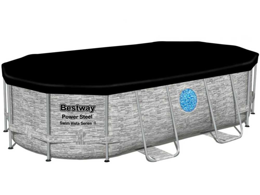 Bestway Power Steel Swim Vista 56714DE – 427x250x100 cm – Ovaler Frame Pool