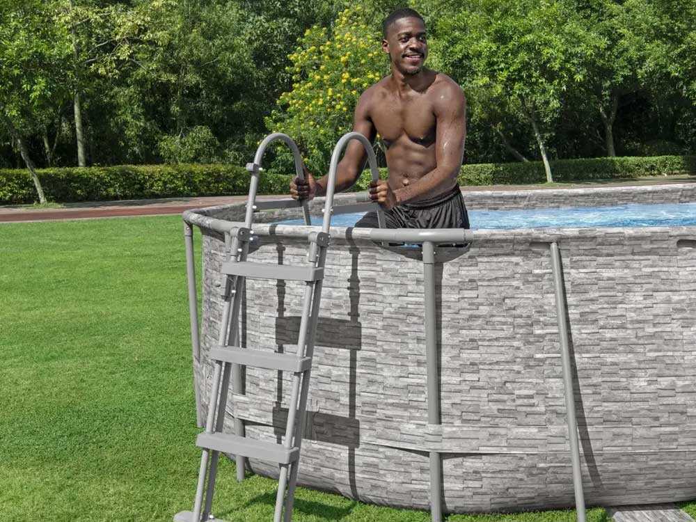 Bestway Power Steel Swim Vista 56714DE – 427x250x100 cm – Ovaler Frame Pool