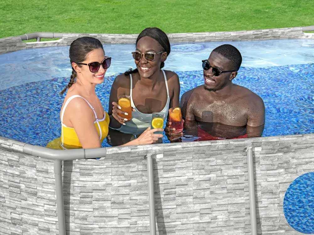 Bestway Power Steel Swim Vista 56714DE – 427x250x100 cm – Ovaler Frame Pool