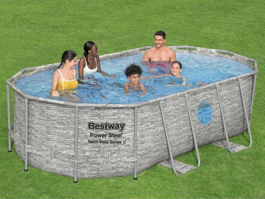 Bestway Power Steel Swim Vista 56714DE – 427x250x100 cm – Ovaler Frame Pool