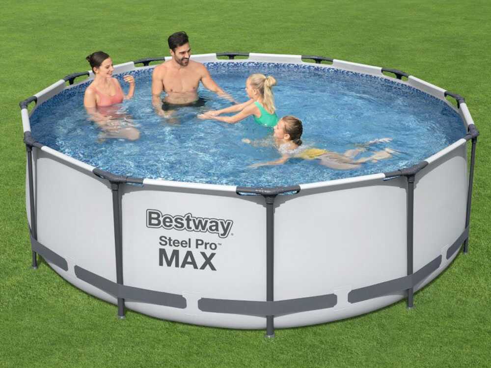 Bestway Steel Pro Max 56418DE – Ø366×100 cm – Runder Pool + Filterpumpe und Leiter