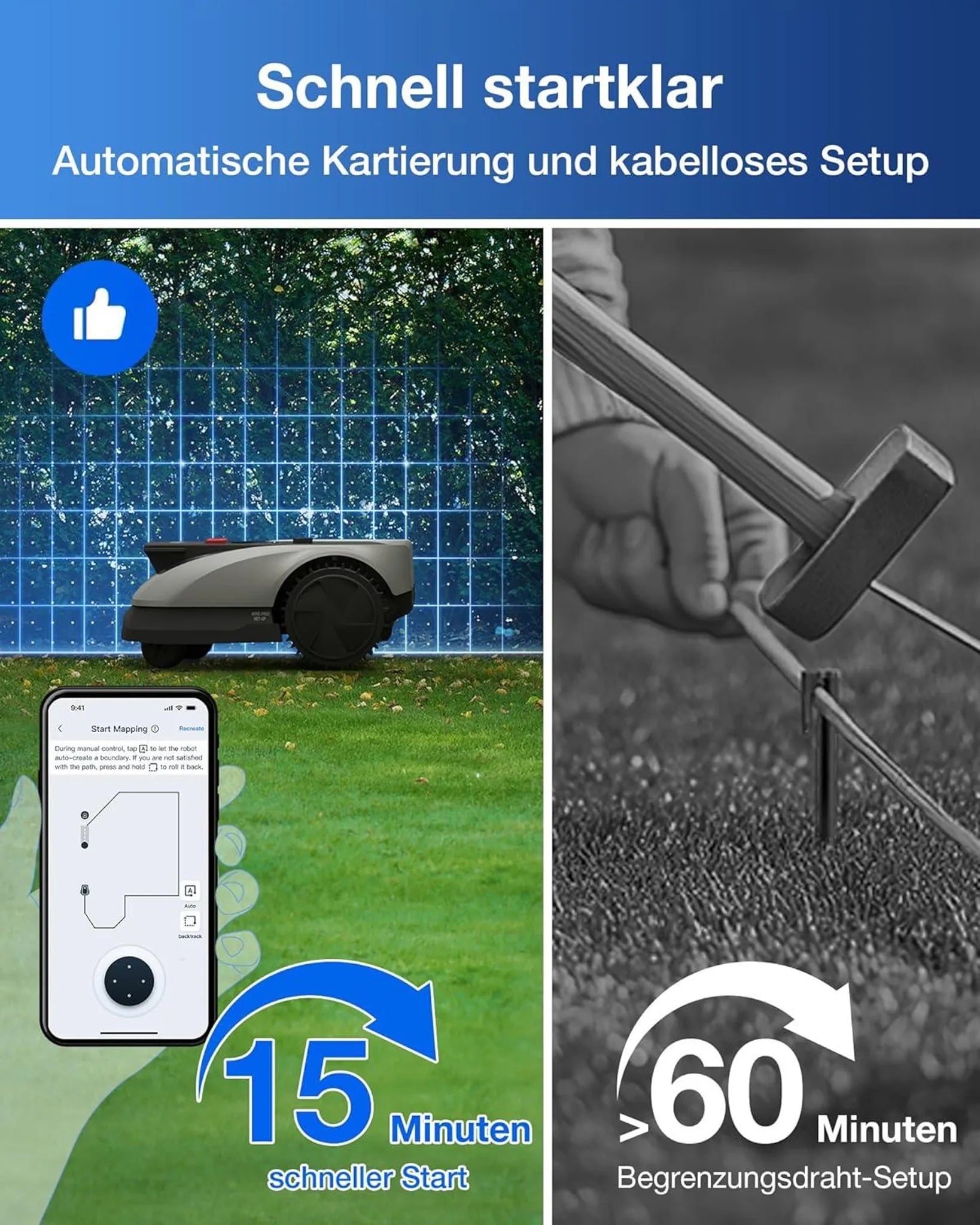 ECOVACS Mähroboter Goat O600 Ohne Begrenzungskabel, 600 m², RTK+Vision Navigation, Rasenmähroboter, KI-Hindernisvermeidung, passiert 0,7m Engstellen