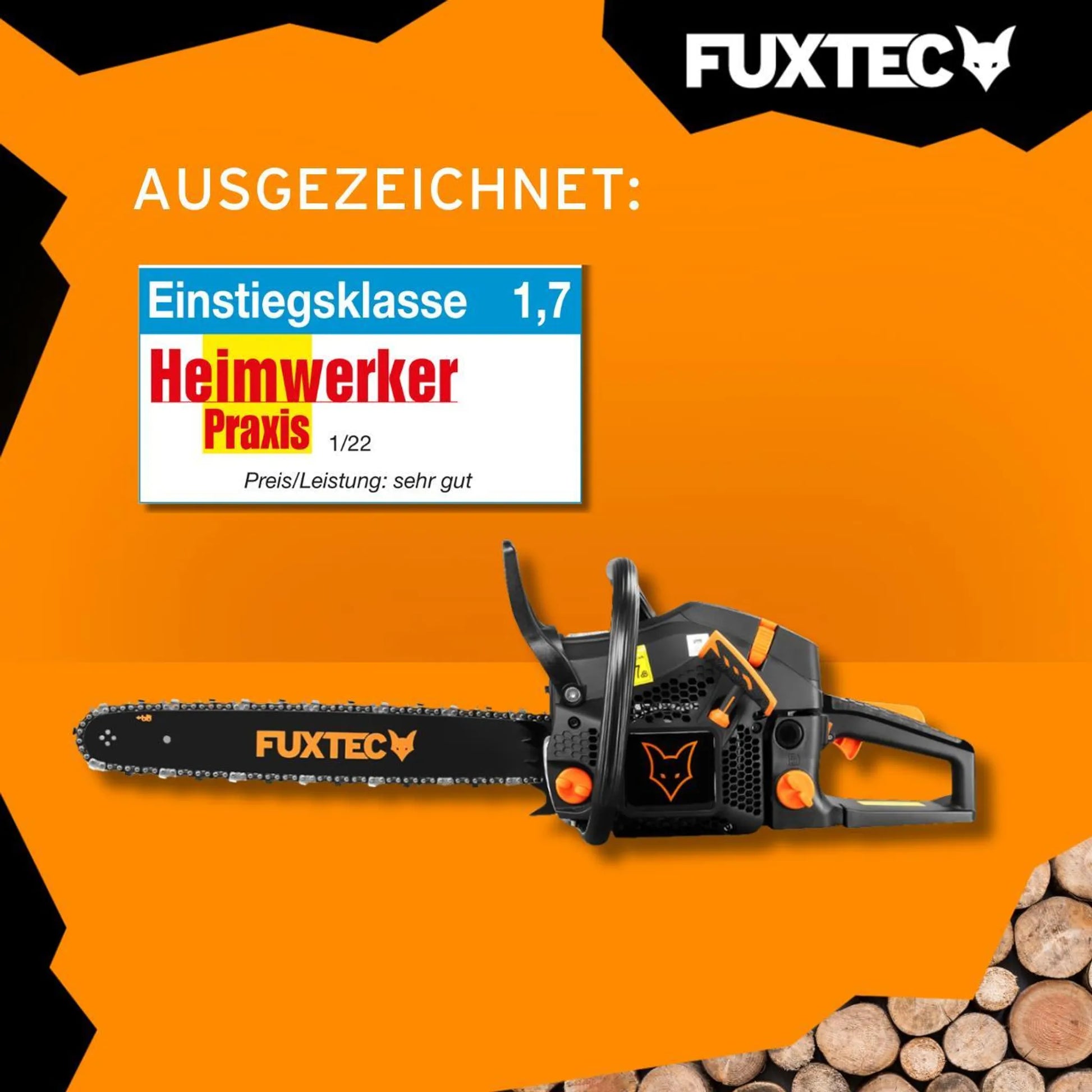FUXTEC Benzin Kettensäge FX-KS255 – Black Edition – Schwertlänge 46cm