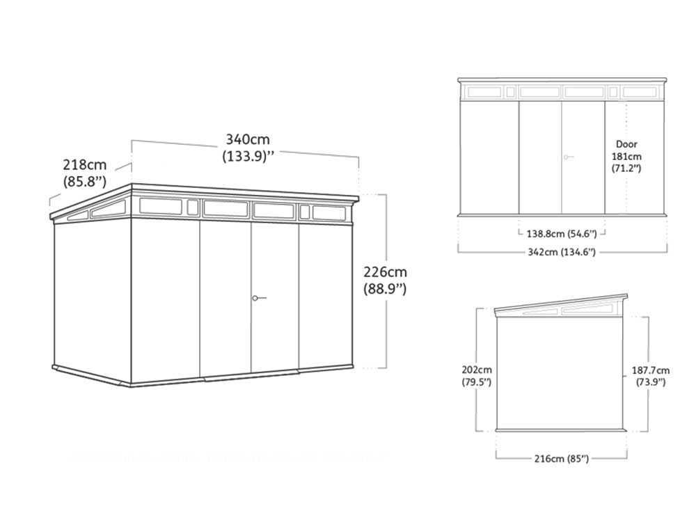 Keter Artisan grau – Gartenhaus – Mit Doppeltüren – 342x218x226 cm