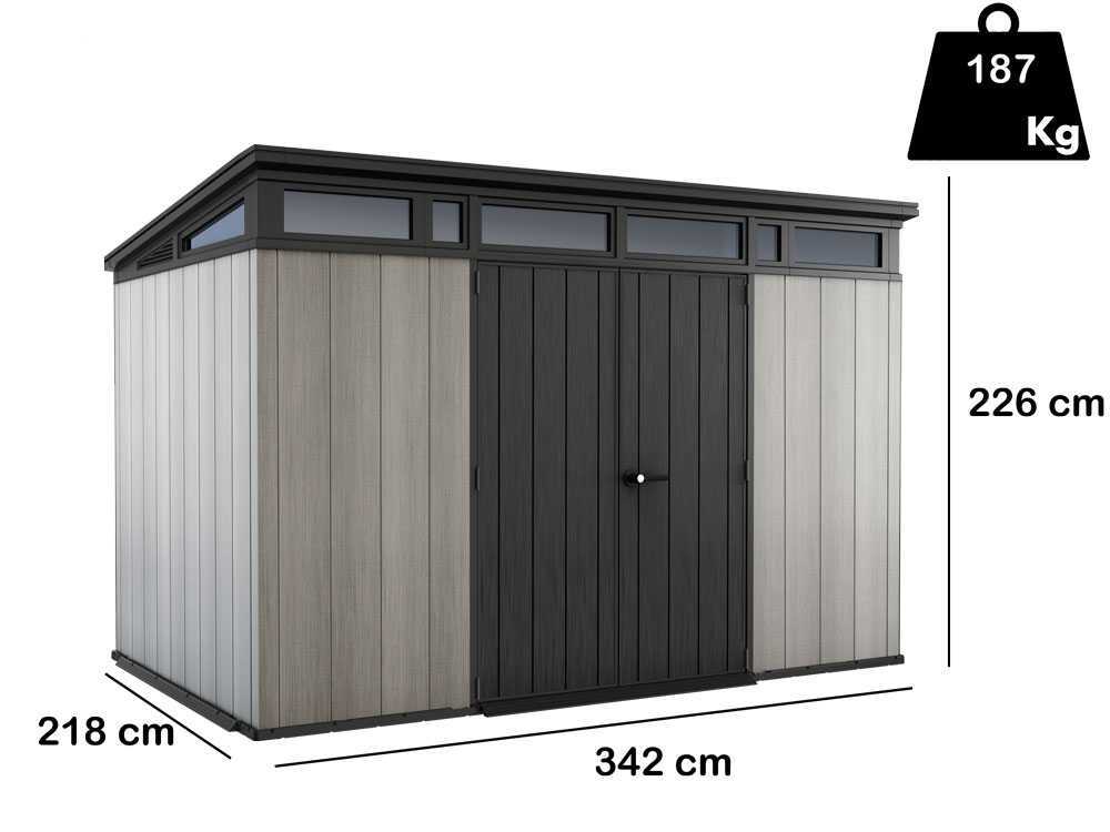 Keter Artisan grau – Gartenhaus – Mit Doppeltüren – 342x218x226 cm