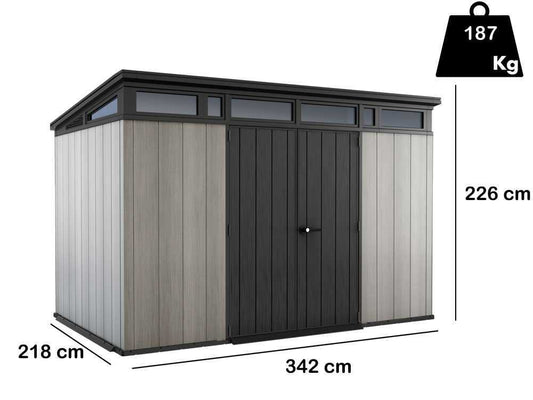 Keter Artisan grau – Gartenhaus – Mit Doppeltüren – 342x218x226 cm