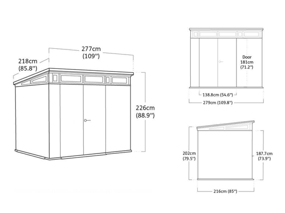 Keter Artisan grau – Gartenhaus – mit Doppeltüren – 277x218x226 cm