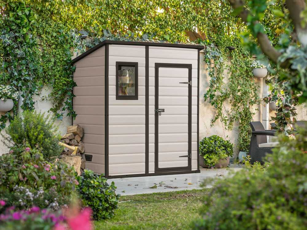 Keter Manor Pent beige – Gartenhaus – Mit Frontfenster – 183.5x111x200.5 cm