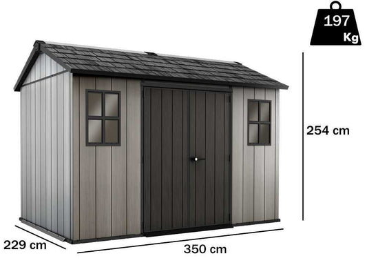 Keter Oakland 1175 – Gartenhaus – mit Seitenfenstern – 350x229x254 cm