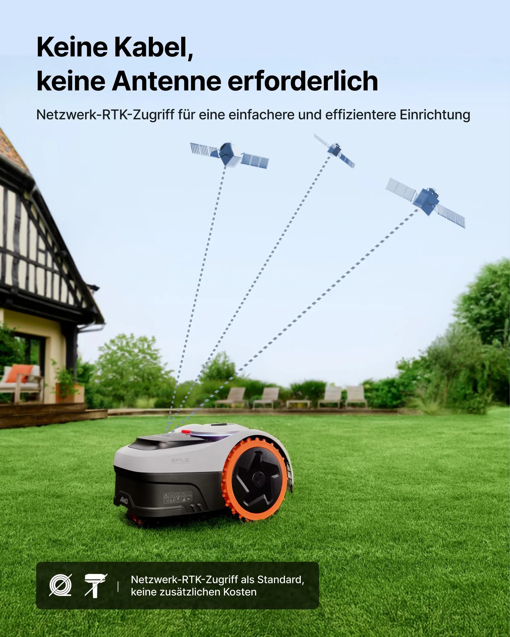 Navimow i205 AWD Mähroboter ohne Begrenzungskabel mit Garage S, Allradantrieb für Steigungen bis zu 45 %, EFLS NRTK + Vision