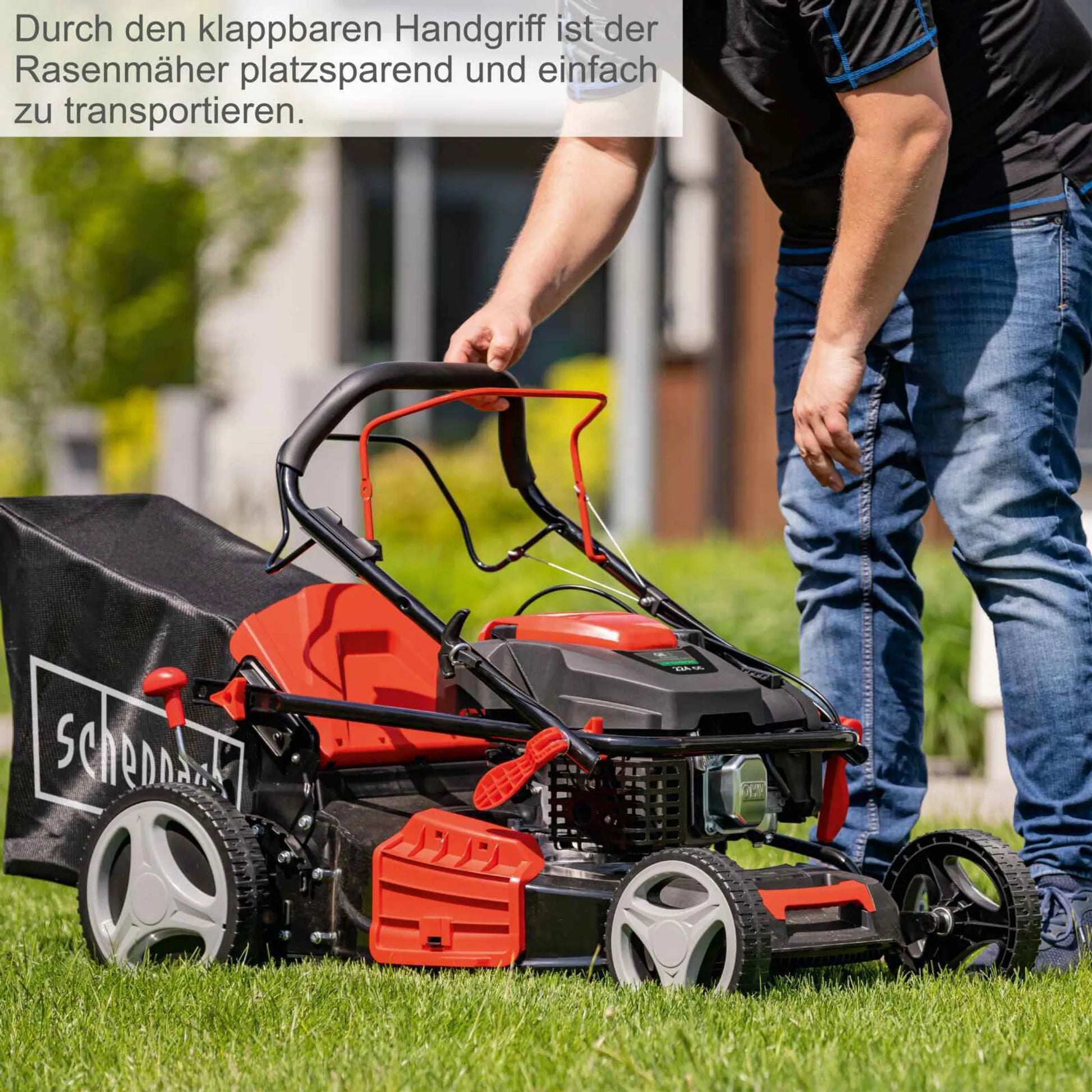 Scheppach Benzin-Rasenmäher MS230-53 – 224 cm³ 4-Takt-Benzinmotor mit 6PS / 5150W – 53cm Schnittbreite
