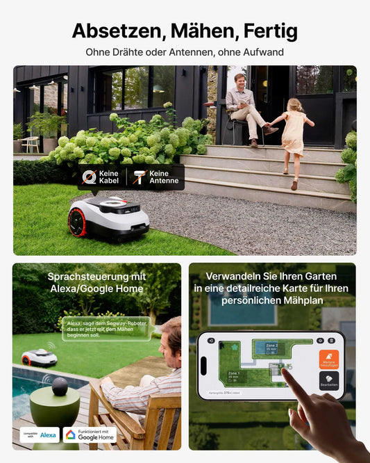 Segway Navimow i208 LiDAR mit Garage M, Mähroboter ohne Begrenzungskabel für 800 m², bis 45% Steigung, Solid-State LiDAR+Vision, Integriertes 4G